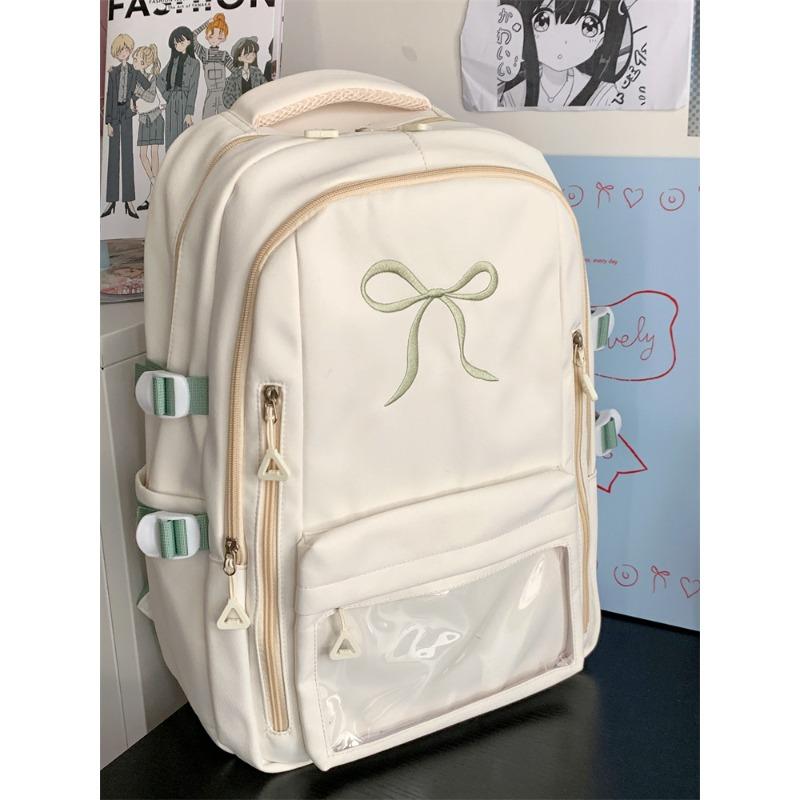 Wind High Value Versatile Girl Small Schoolbag Large Capacity Small Junior High School Student Embroidered Bow Backpack