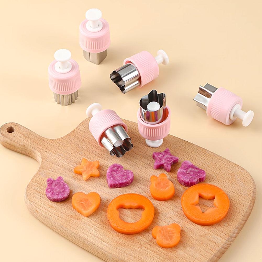 5pcs Stainless Steel Press Mold Veggie Fruit Cutter Set for Kids Bento Butterfly Noodle Cookie Stamp Baking Accessory