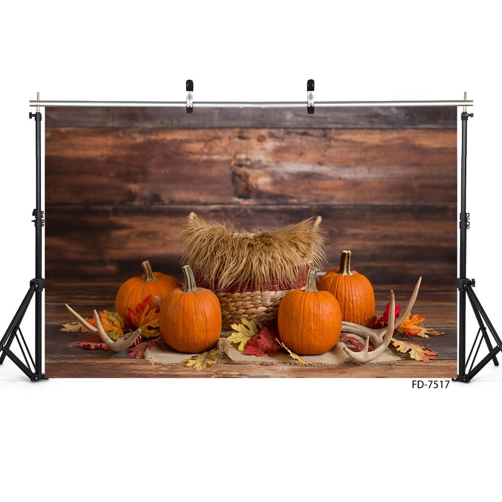 Vinyl Photography Backdrop for Photo Studio Wooden Wall Floor Halloween Pumpkins Photographic Background Baby Children Photocall
