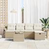 Garden Sofa Set with Cushions 6 Pcs Beige and Cream Poly Rattan