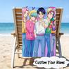 Custom Name Fantasy Night Trio K-Pop Microfiber Beach Towel Super Soft & Absorbent for Bath, Beach, Travel  Bath Time Accessory, Fan Gifts