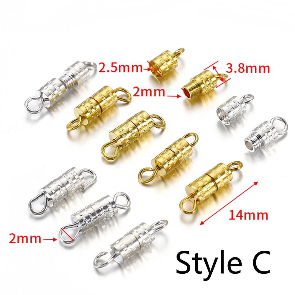 100pcs Cylinder Fasteners Buckles Closed Beading End Clasp Screw Clasps for DIY Bracelet Necklace Connectors Jewelry Making