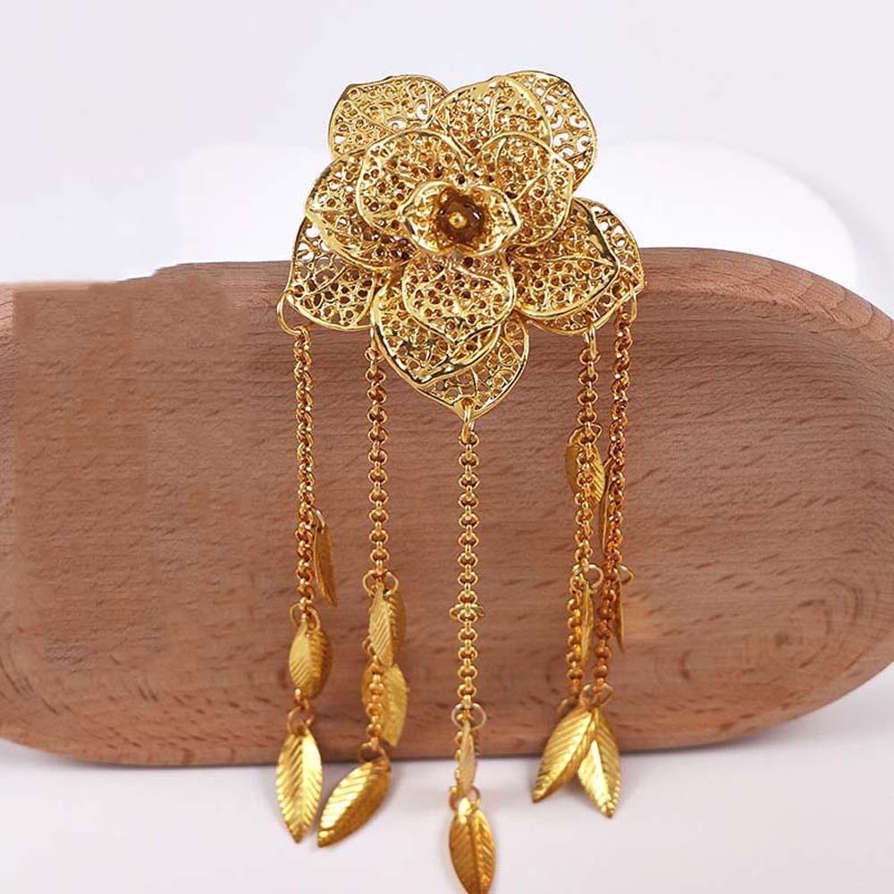 Rhinestone Thai Metal Flower Hair Fork Ancient Silver Rose Hair Sticks  Wedding
