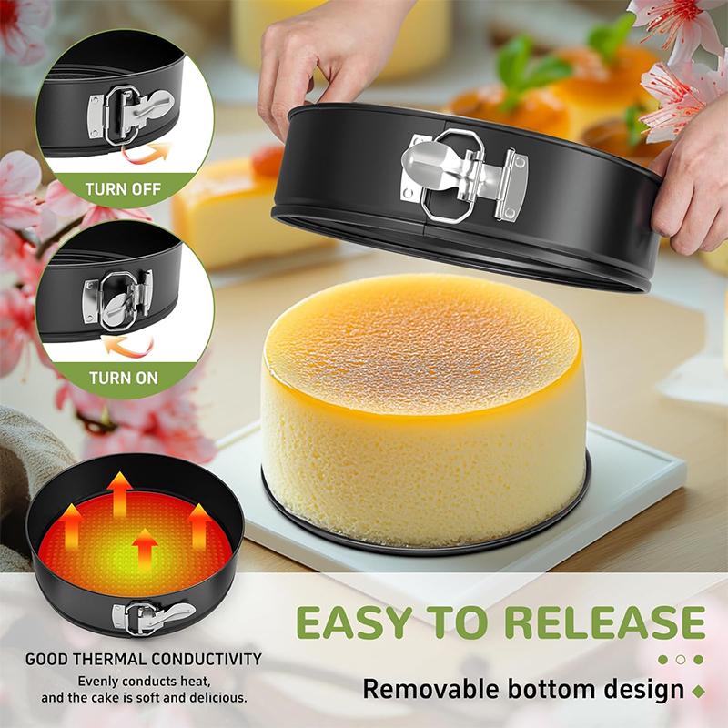 3-delat Springformset Non-stick Springformar med Avtagbar Botten Läckagesäkra Runda Bakformar för Cheesecake 4'' 7'' 9''