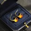 Medieval Gold Coffee U-shaped Amber Earrings, High-end Cold Wind Temperament, Niche Design, Middle Eastern Earrings