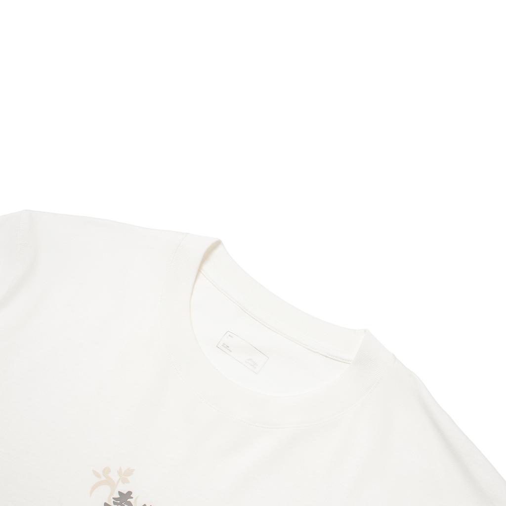 Li Ning Chinese Culture Series Solid Color Round Neck Pullover Short Sleeve T-Shirt Men T-Shirts Off-White AHSU321-1