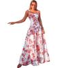 Summer Printed Sleeveless Maxi Dress With Cotton Blend Fabric For Beach Vacation