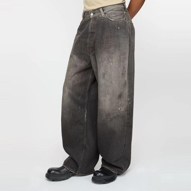 EastRogue Retro Sprany Postarzany Ręcznie Malowany Rozpryskiwany Atrament Denim Luźne Codzienne Unisex Długie Spodnie