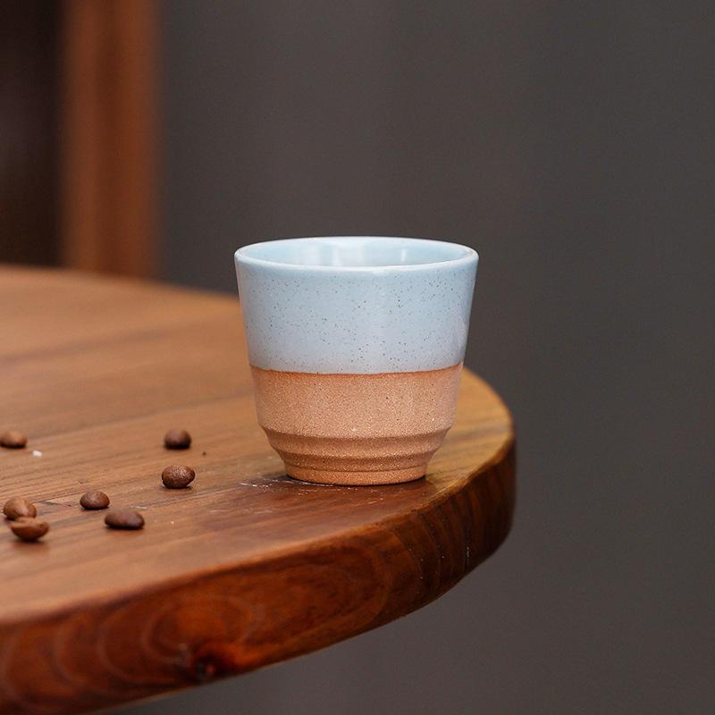 Concentrated Ceramic Coffee Cup American Latte Latte Flower Cup Coarse Pottery Retro Kung Fu Teacup