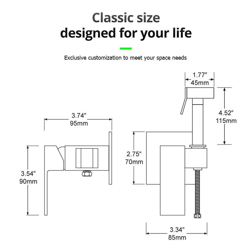 Gold Handheld Durable Bidet Sprayer Toilet Adjustable Water Pressure Control Bidet Hose Brass Bidet Faucet
