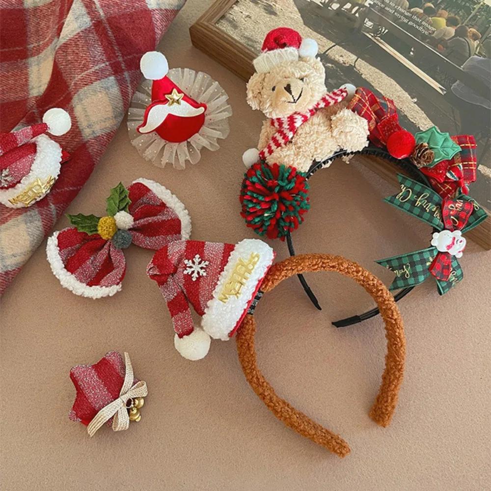 Kids Headband Christmas Cosplay Cartoon Elk Snowflake Bow Hairband Birthday Party Headwear Halloween Gifts Hair Accessories