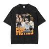 Pulp Fiction Top T-shirt Hip Hop Film Vecchia Scuola Vintage Lavato T-shirt Oversize T-shirt Manica Corta Felpe Uomo Cotone
