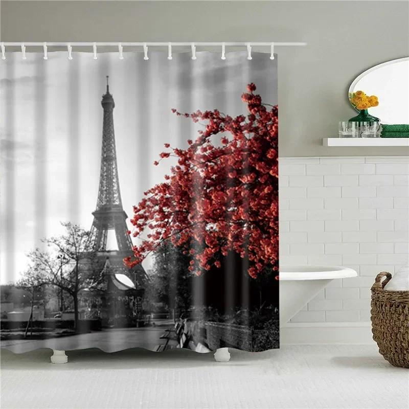 3D Scenic Landscape Seaside Beach Trees Flowers Shell Bath Curtain Shower Curtains for Bathroom Waterproof Polyester Frabic Hook