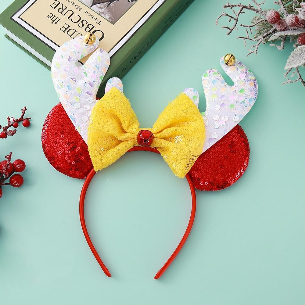 New Arrival Cross-Border Christmas Best-Selling Handmade High Quality Fabric Kids Christmas Tree Mickey Headband Hair белый