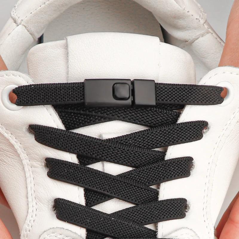 8MM 2025 No Tie Shoe Laces Press Lock Insert Fixed Shoelaces Without Ties Elastic Laces Sneaker Kid Adult Flat Shoelace for Shoe