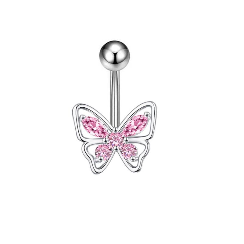 1PCS Zircon Flower Belly Button Ring Drop Chain 14G G23 Titanium Curved Barbell Navel Piercing Women Girls Sexy Jewelry
