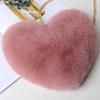 Cute Sweet Love Heart Shaped Women's Crossbody Bags Fashion Soft Plush Ladies One Shoulder Bag Comfortable Fluffy Solid Color Chain Female Handbags