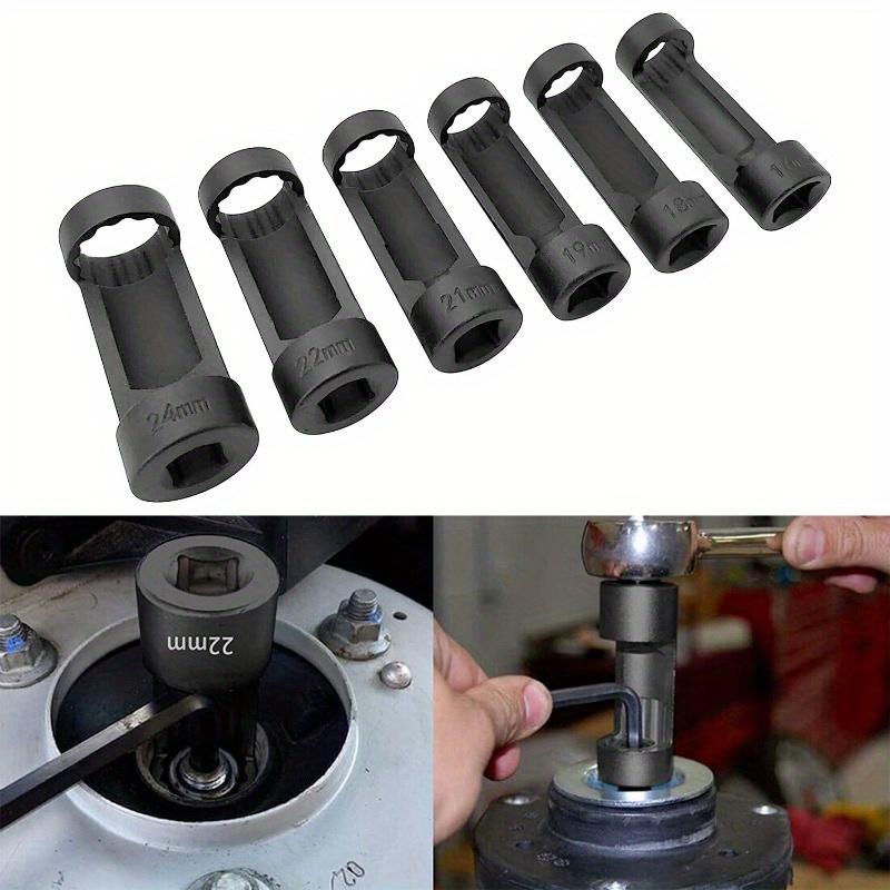 

Набор из 6 стальных торцевых головок для гаек стойки подвески, 12-гранные, привод 1/2 , размеры 16 мм - 24 мм, прочный набор инструментов для обслуживания автомобиля 1set