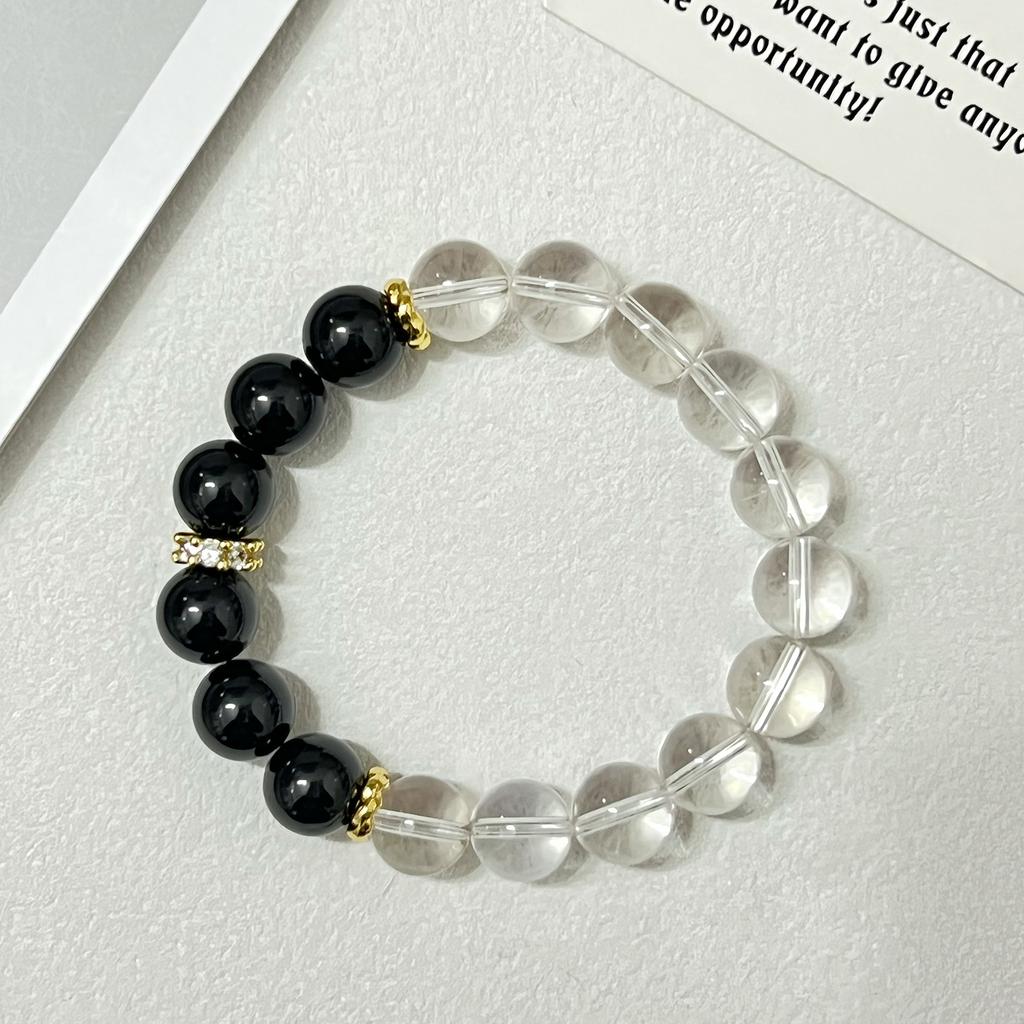 Crystal Beaded Bracelet for Women 10mm Round Beads Obsidian Bangle Semi-Precious Gemstones Bracelets DIY Jewelry Gifts