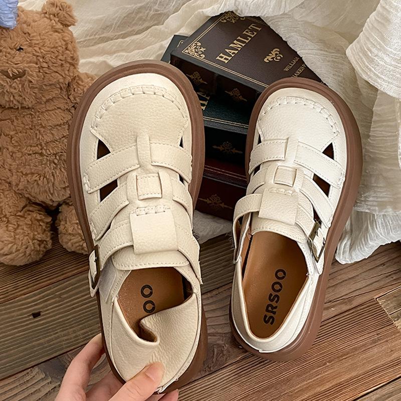 

Модные повседневные ретро белые сандалии-платформа гладиаторы женские 2025 новая летняя носка нескользящие крутые одинарные туфли 40