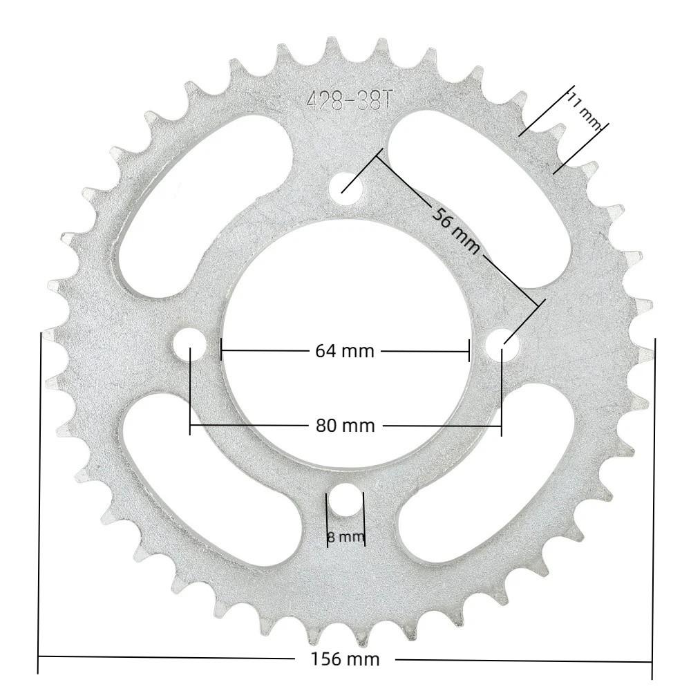 Inner 64mm Rear Chain Sprocket 428 38T Rear Drive Sprocket Durable Rear Sprocket Motorcycles