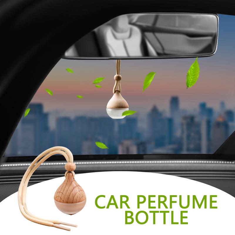 Empty Car Air Freshener Pendant Perfume Glass Bottle With Wooden Caps Refillable Car Essential Oil Diffuser Bottle