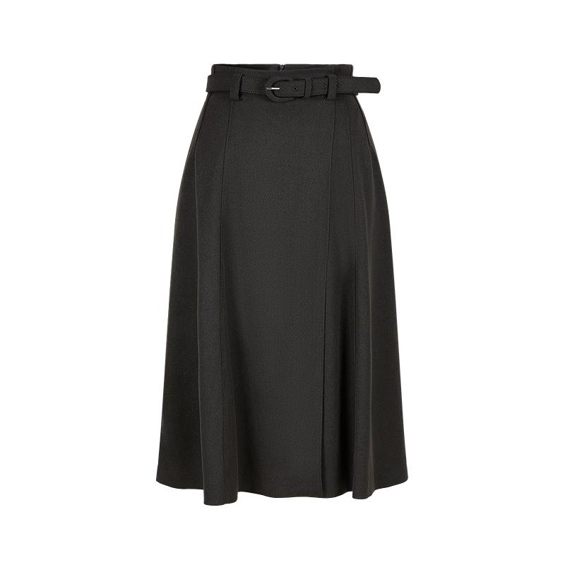 JUZI Annakou Elegant Dark Grey A-line Midi Skirt L