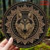 Boho Wolf King Round Metal Wall Art 8x8 Inch Home Decor Tin Sign