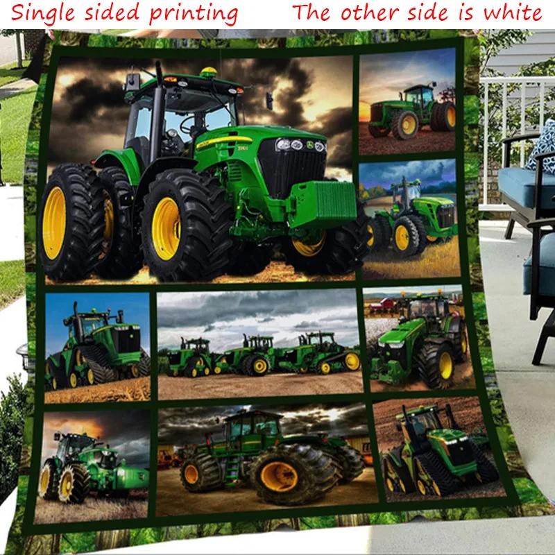 Tractor Print Blanket Farm Tractor Harvester Print Throw Blanket Lightweight Warm Boys Children Cartoon Bed Blankets Bedspread 130x150cm