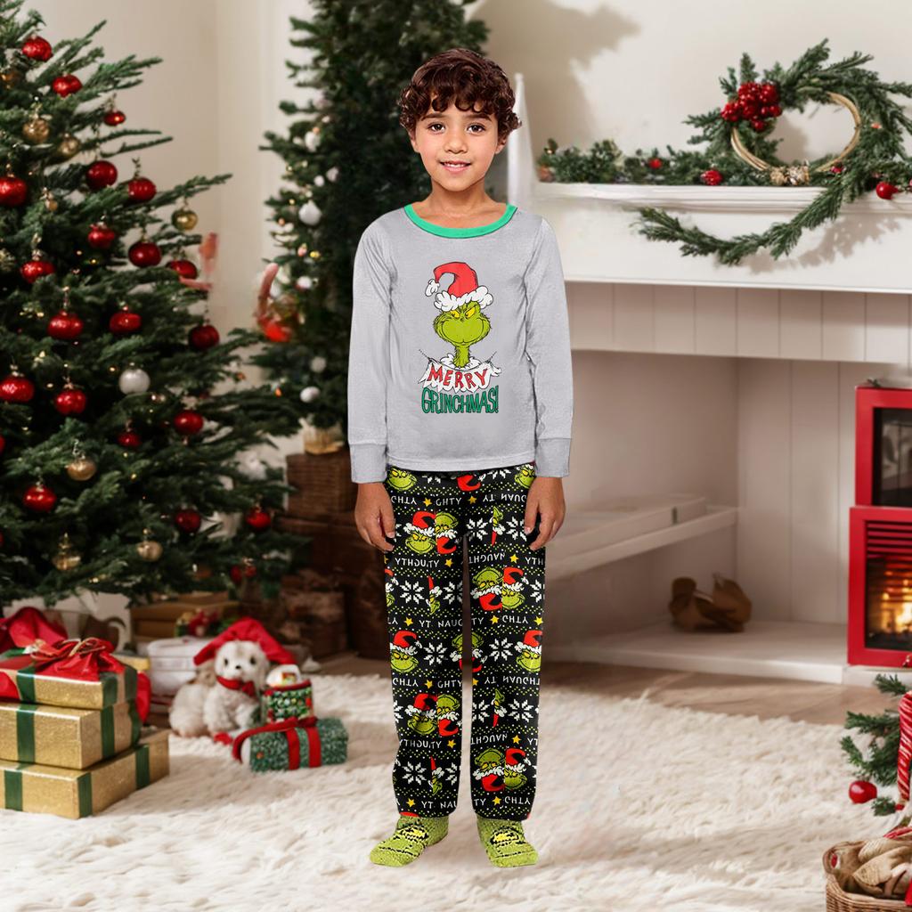 Parent-child Christmas Print Home Suit Long-sleeved Top And Pants