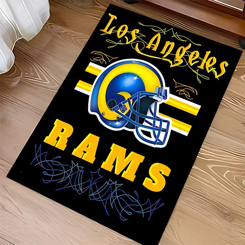 Los Angeles Rams Logo Print Area Rug - Soft, Washable Non-Slip Indoor Mat for Office Chairs, Living Room, Home Office Decorative Rug