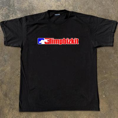 Camiseta de Banda Limp Bizkit Soft Biscuit Calle Europea y Americana Alternativo Metal Rock Retro Algodón Pesado Manga Corta