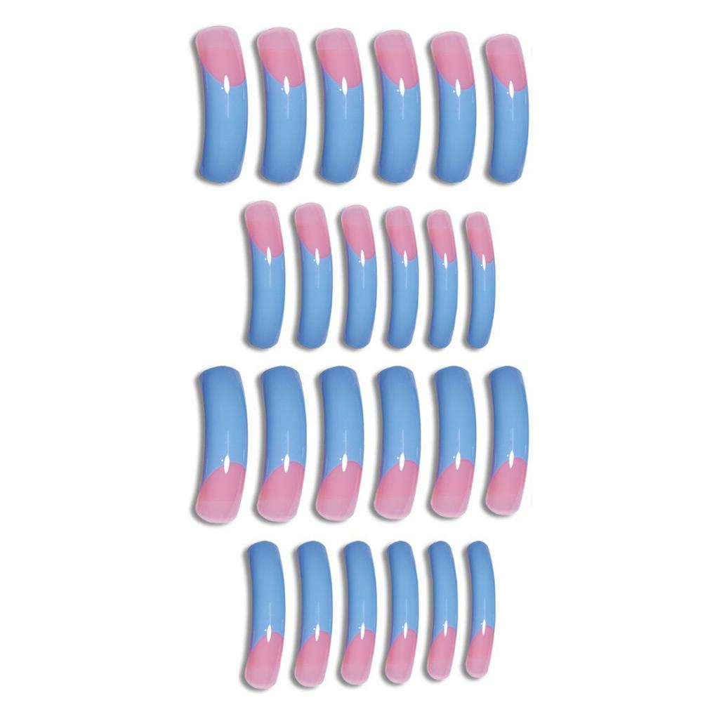 L5 Pink Blue Ombre French Curve Fake Nails 20 Pieces Elegant Design Comfort Fit Durable ABS Material Perfect for Party Wedding Festival