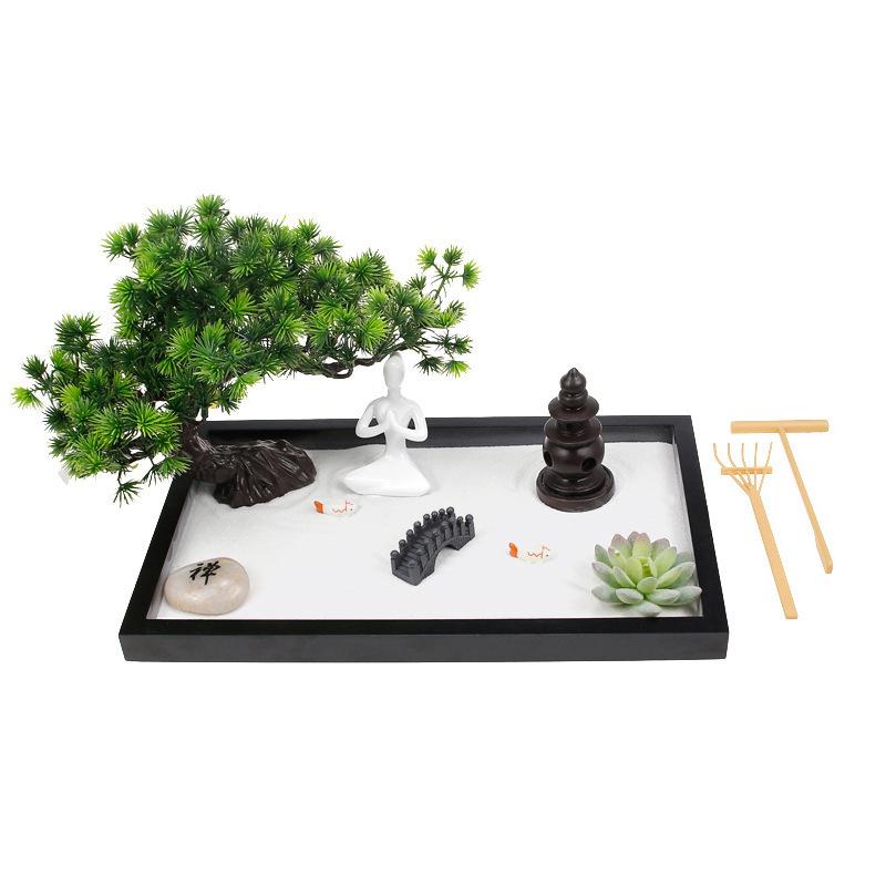

Mini Zen Garden Kit Meditation & Relaxation Desk Sand Art Durable Design Home Decor Items Festival Gifts 32X20X2CM