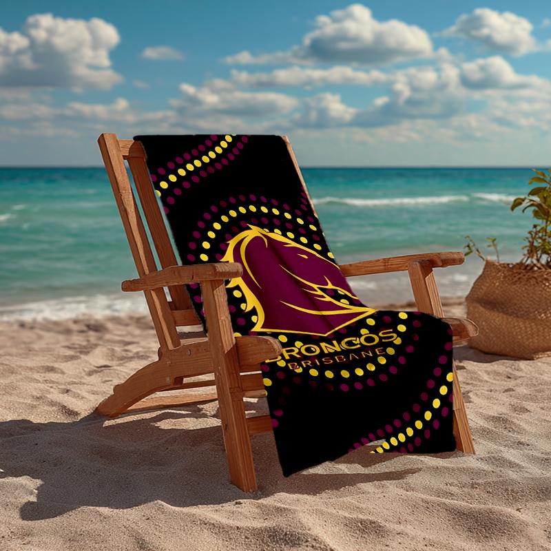 Brisbane Broncos Fashion Beach Towel: Ideal for Summer Adventures, Soft, absorbent and quick drying, suitable for swimming and bathing