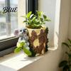 Cute Animal Shaped Planter Artificial Stump Planter Resin Tree Bark Shape Flower Pot with Koala/Frog/Sloth Rustic Bonsai Small Barrel Bucket