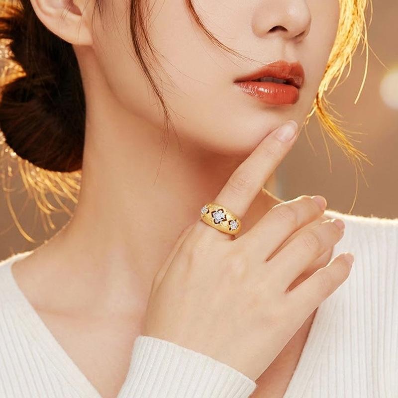 Vintage Court Hollow Brushed Ring 925 Sterling Silver Girls' High-end Light Luxury Ring