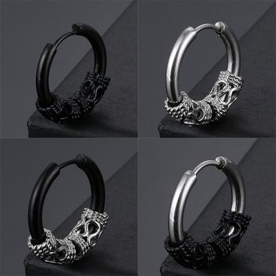 Vintage Tybetański Wzór Smoka Stal Nierdzewna Kolczyk Punk Geometryczny Przekłuty Kolczyk Biżuteria Impreza Prezenty Dla Kobiet Mężczyzn