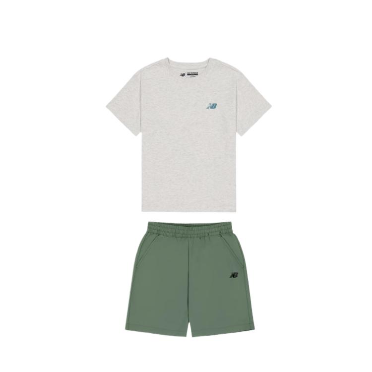 

New Balance Casual Sportswear NB 2 Piece Set Gray Green Children Aged 3 7 Years Old 2SF2S083-LGR 160