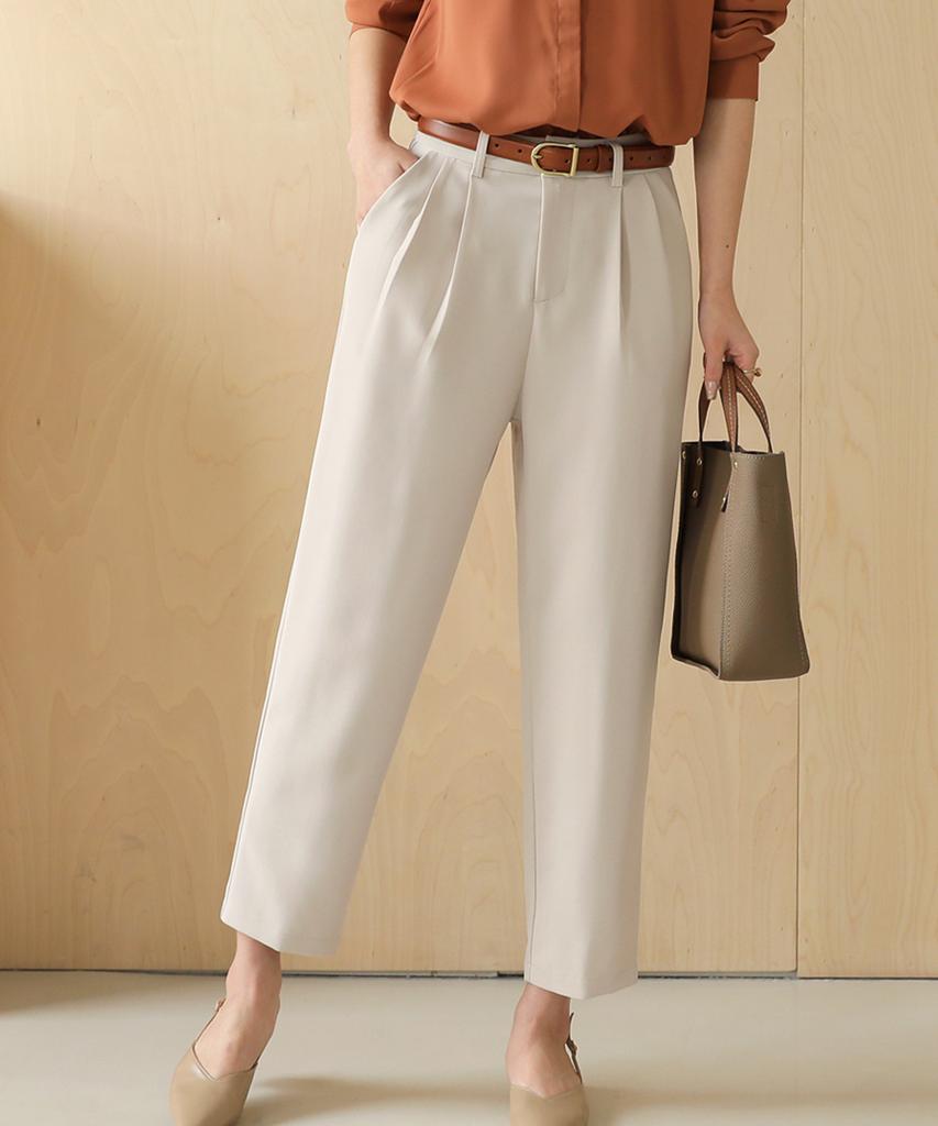 Ppaeppae Two-Pin Tuck Semi-Baggy Slacks