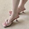 Einwort-Stiletto-High Heels für Damen-Sommerbekleidung 2025 neue sexy High Heels coole Slipper eckige Zehenpartie High Heels Sandalen