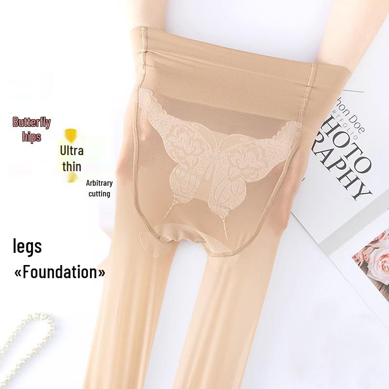 Butterfly Sheer Stockings: Ultra-Thin, Anti-Snag, Sexy Bare-Leg Effect In Black or Flesh Color, Perfect for Spring and Summer