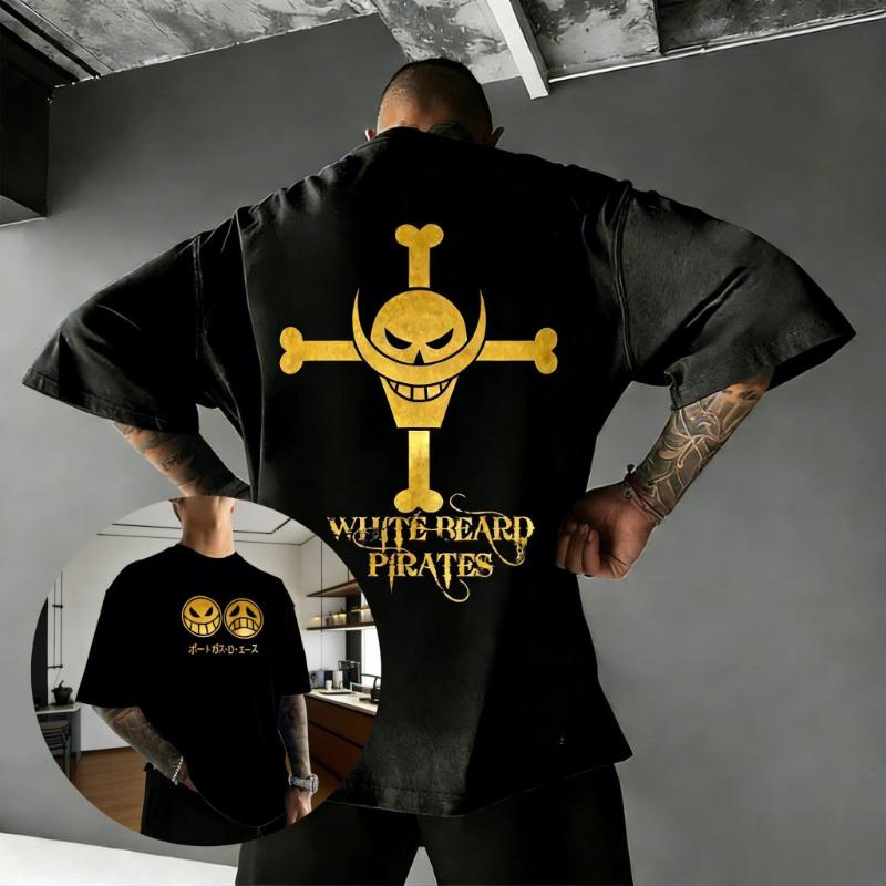 T-shirt Anime Teschio One Piece Uomo Donna Manica Corta Tee Streetwear Top Casual Maglietta Grafica 2026 Estate Y2k Oversize Vintage