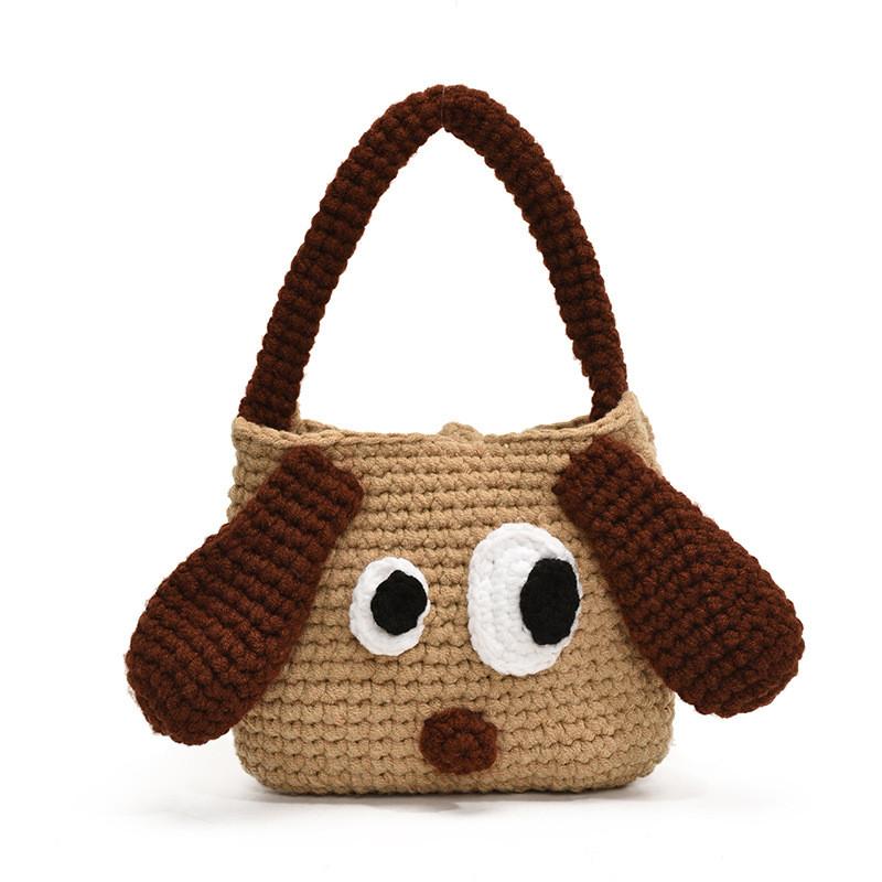 Toddler Knit Kids Bag Handbag With Cartoon Dog Design And Lightweight Style