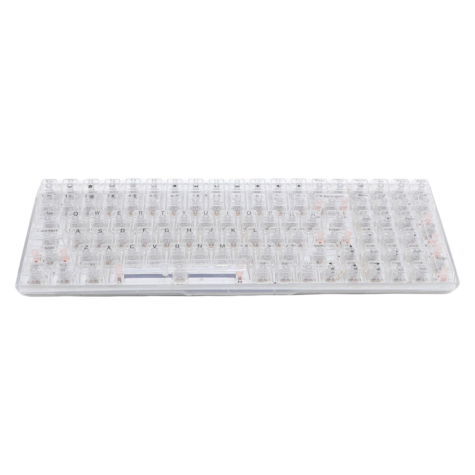 

Механическая игровая клавиатура 100 клавиш Прозрачные колпачки Белые переключатели Горячая замена RGB-подсветка
