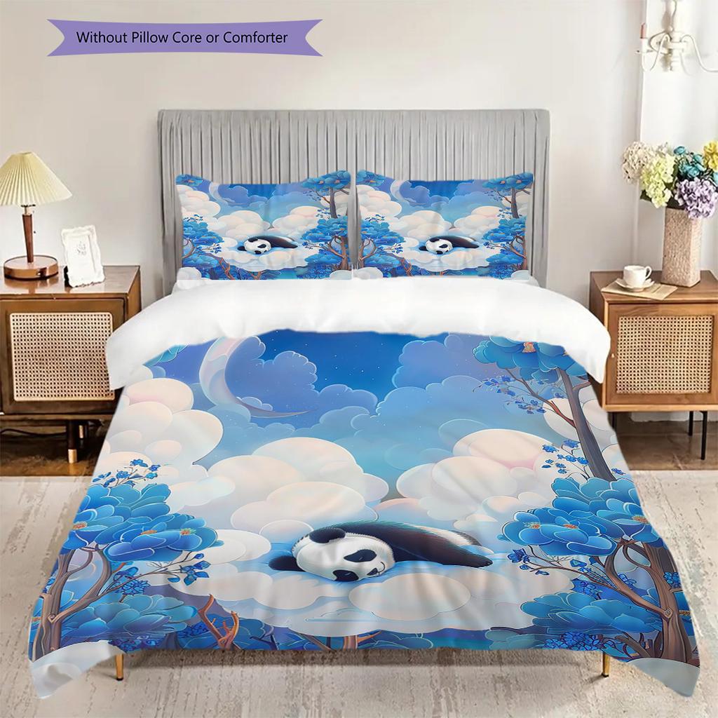 Set Copripiumino Trapuntato con Fantasia Panda Federa Decorazione per la Casa Regalo di Compleanno (1 * copripiumino + 2 * federa, senza nucleo)