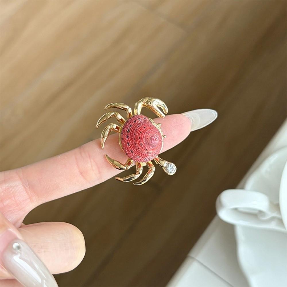 Adjustable Ocean Animal Jewelry Sparkly Shell Ring Unique Crab Ring Gift