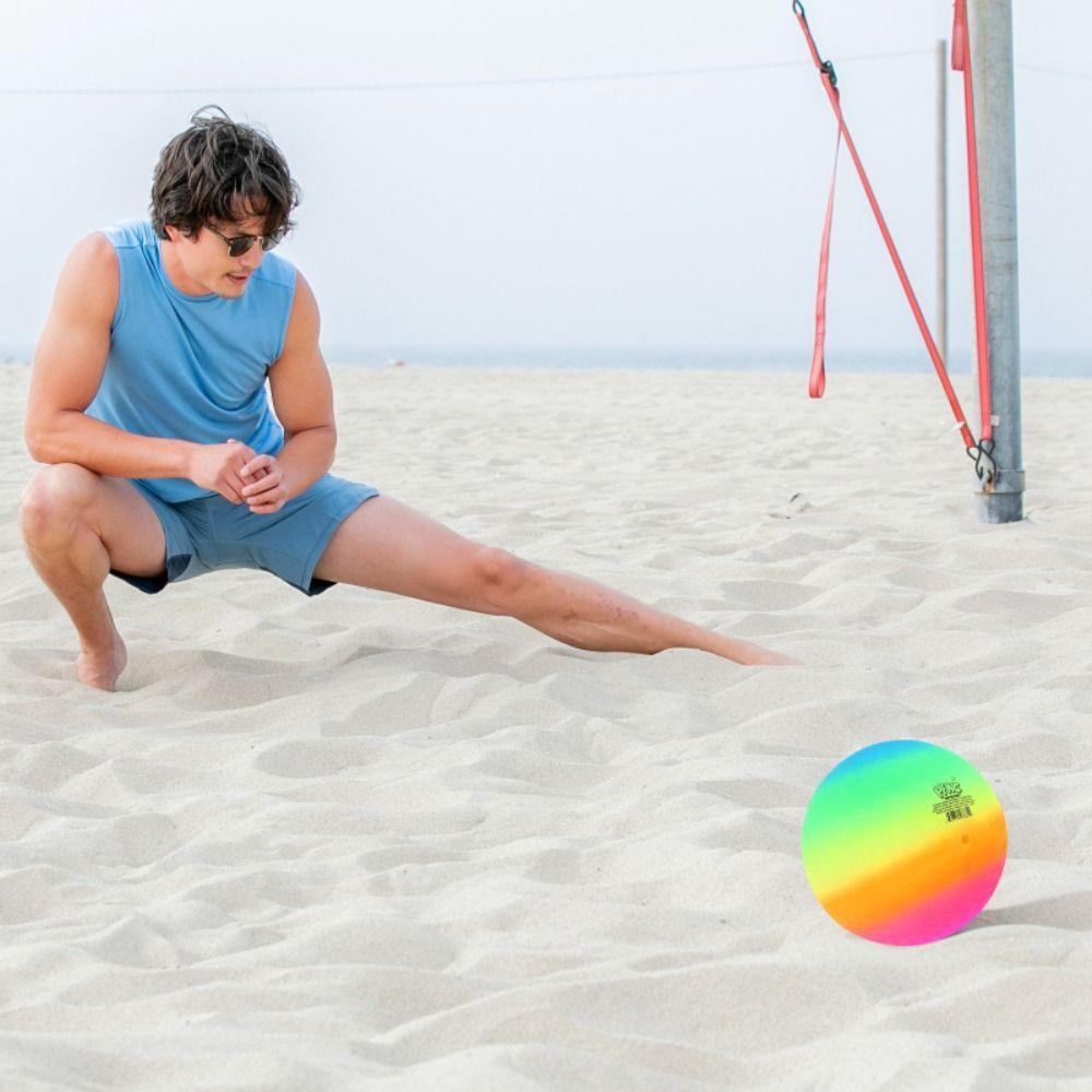 Inflatable Soccer Ball Rainbow Football PVC Playthings Inflatable Football Toy Beach Rainbow Balls