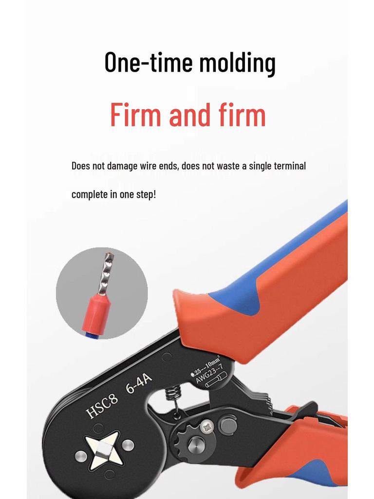Red Quadrilateral Tube Ferrule Crimping Pliers HSC8 6-4 for Pin Terminals