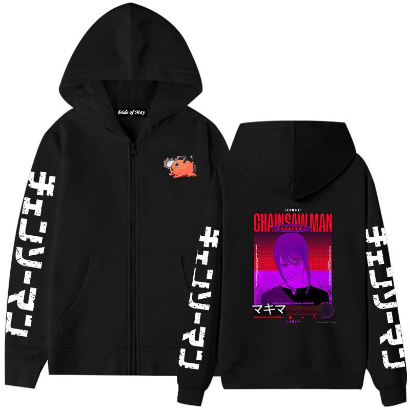 Chainsaw Man Magima Riman Plush Thickened Zipper Sweater Hoodie for Men and Women Couple